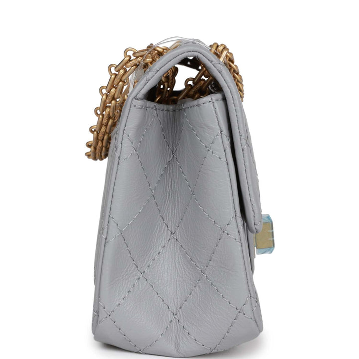 Top Quality Chanel Mini Reissue 224 2.55 Flap Grey Aged Calfskin Antique Gold Hardware