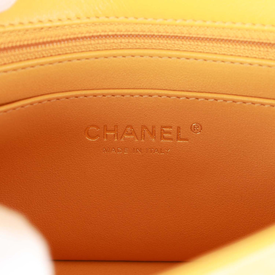 Top Quality Chanel Mini Rectangular Flap with Jeweled Top Handle Yellow Lambskin Light Gold Hardware