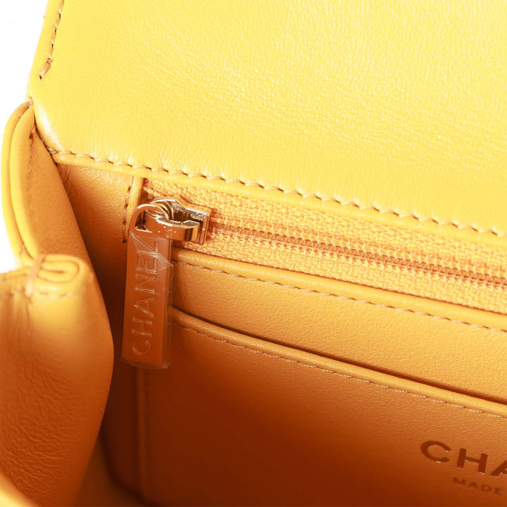 Top Quality Chanel Mini Rectangular Flap with Jeweled Top Handle Yellow Lambskin Light Gold Hardware