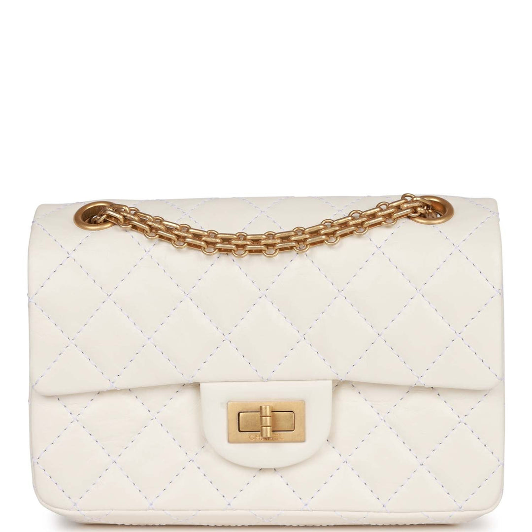 Top Quality Chanel Mini Reissue 224 2.55 Flap White Aged Calfskin Antique Gold Hardware