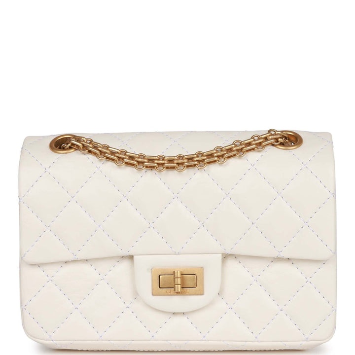 Top Quality Chanel Mini Reissue 224 2.55 Flap White Aged Calfskin Antique Gold Hardware