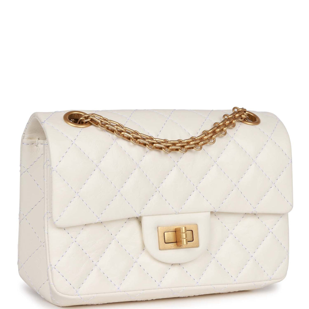 Top Quality Chanel Mini Reissue 224 2.55 Flap White Aged Calfskin Antique Gold Hardware