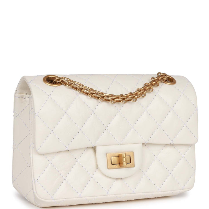 Top Quality Chanel Mini Reissue 224 2.55 Flap White Aged Calfskin Antique Gold Hardware