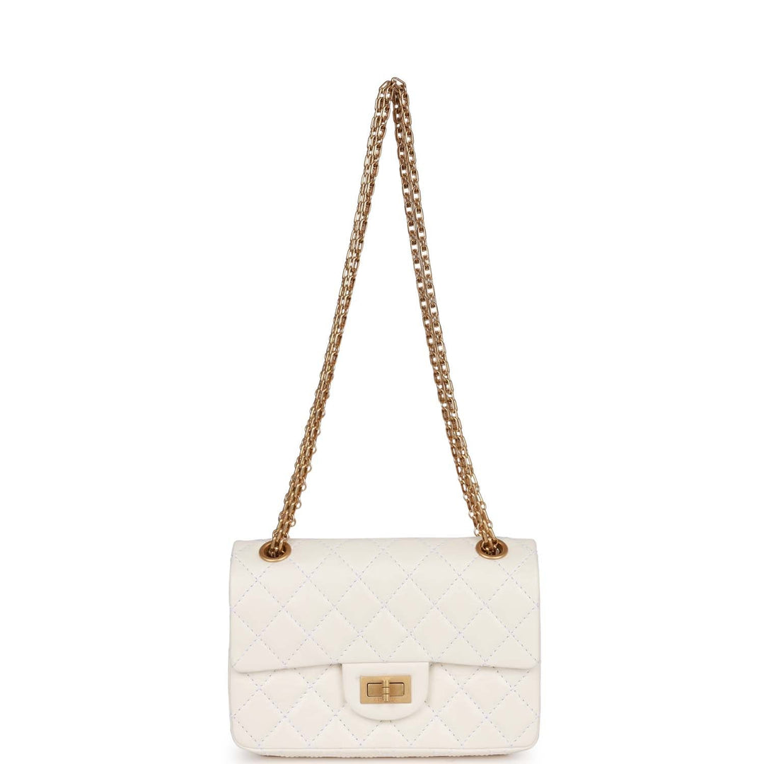 Top Quality Chanel Mini Reissue 224 2.55 Flap White Aged Calfskin Antique Gold Hardware