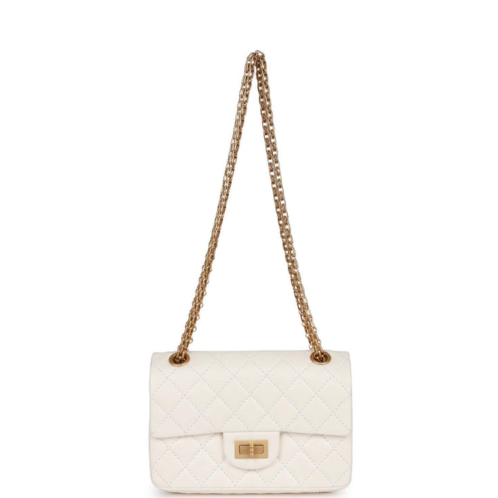 Top Quality Chanel Mini Reissue 224 2.55 Flap White Aged Calfskin Antique Gold Hardware