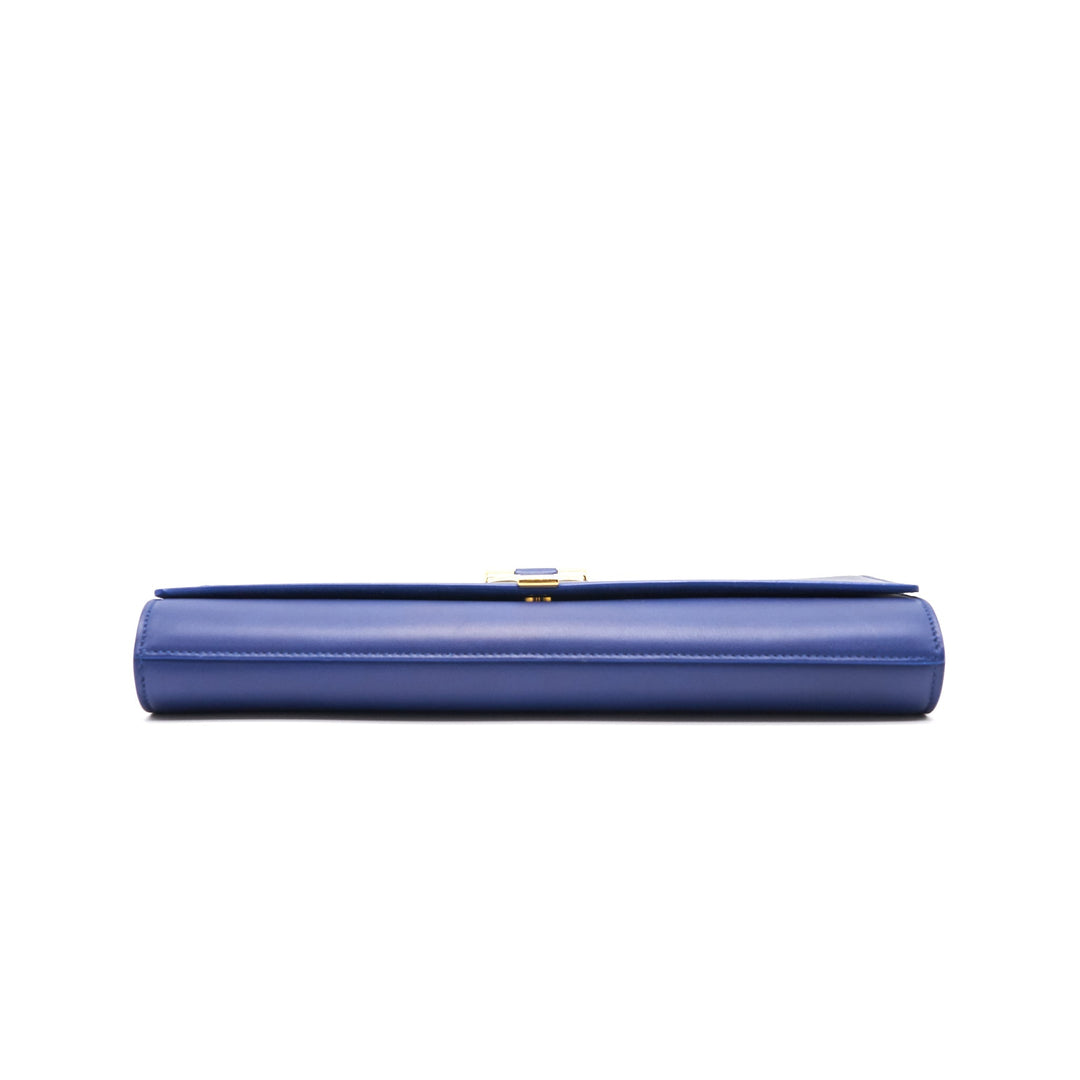 Saint Laurent YSL Clutch Y Dark Blue GHW