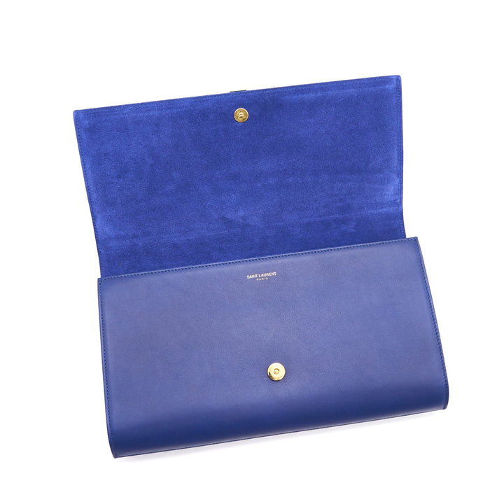 Saint Laurent YSL Clutch Y Dark Blue GHW