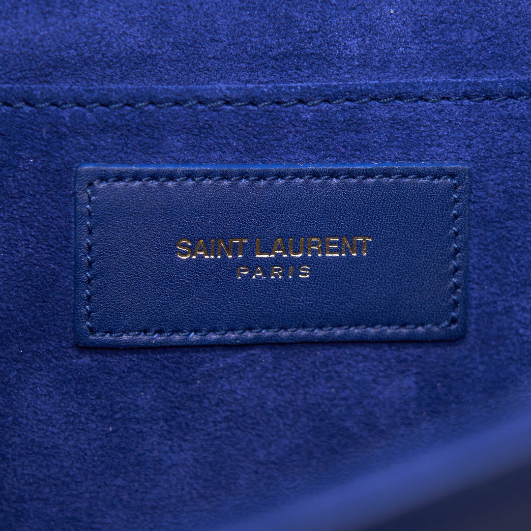 Saint Laurent YSL Clutch Y Dark Blue GHW