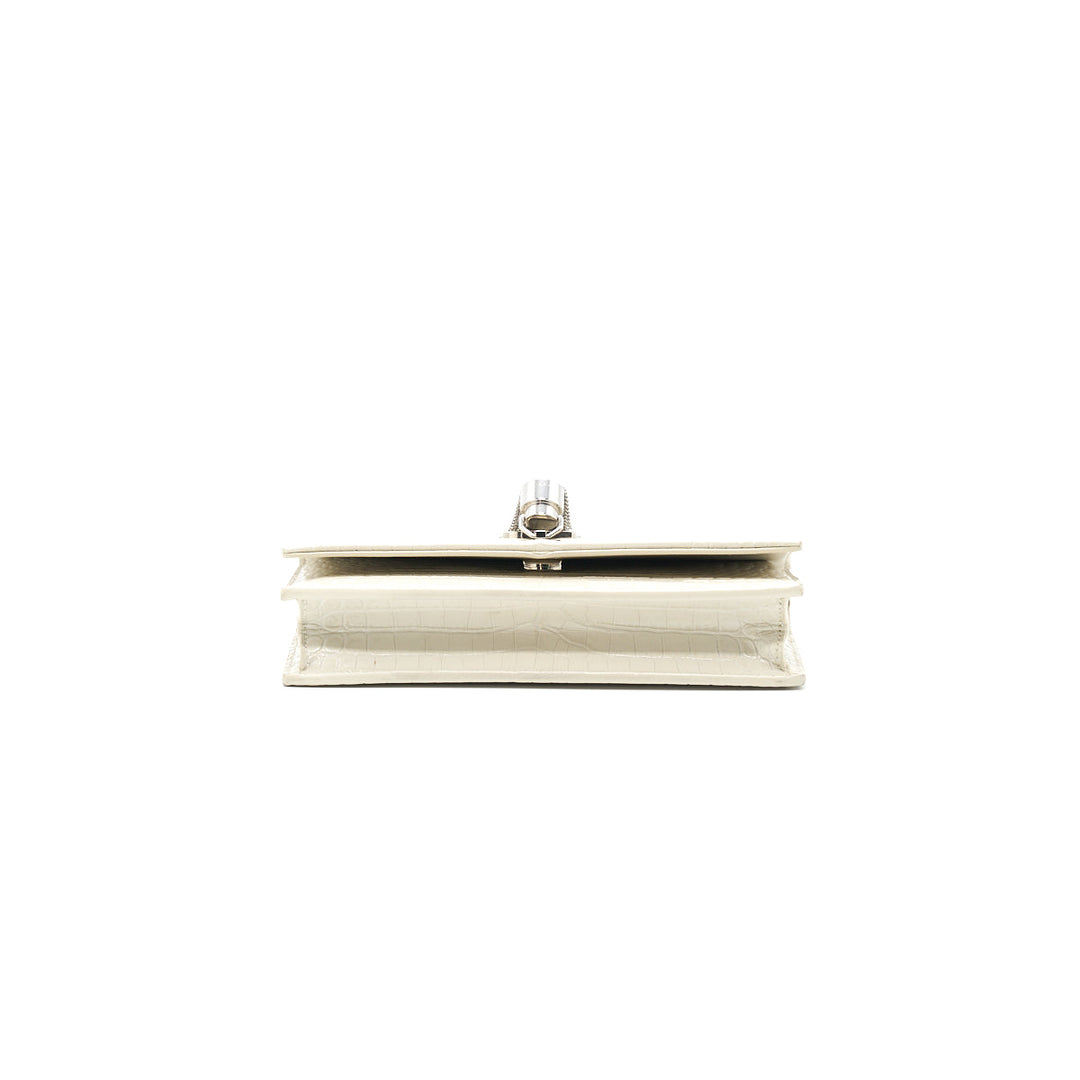 Saint Laurent /YSL Kate small chain wallet with tassel in crocodile-embossed shiny skin