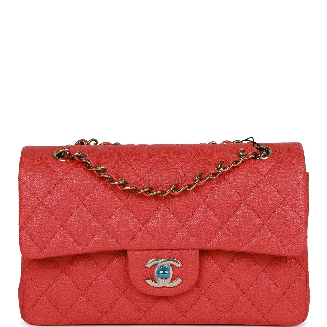 Top Quality Chanel Small Classic Double Flap Red Caviar Light Gold Hardware