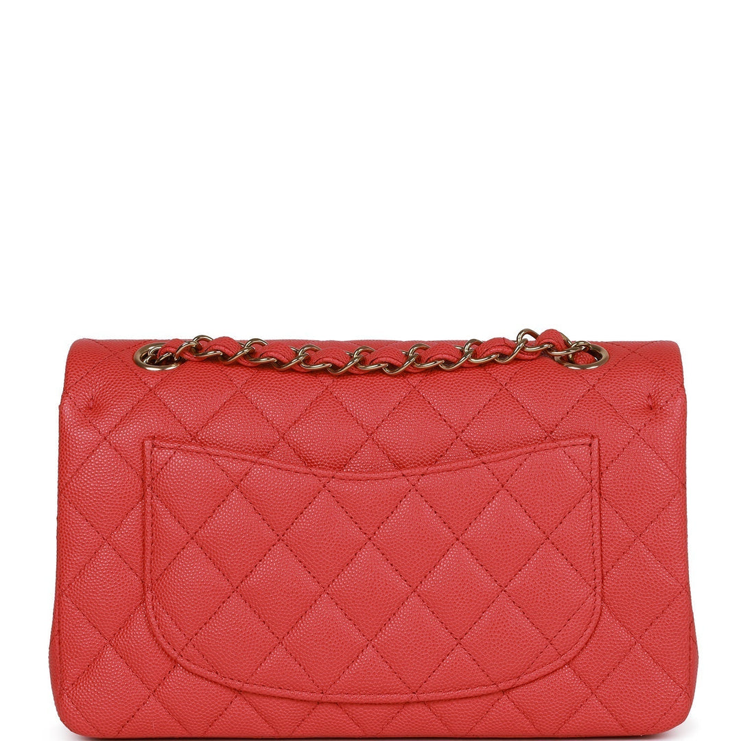 Top Quality Chanel Small Classic Double Flap Red Caviar Light Gold Hardware