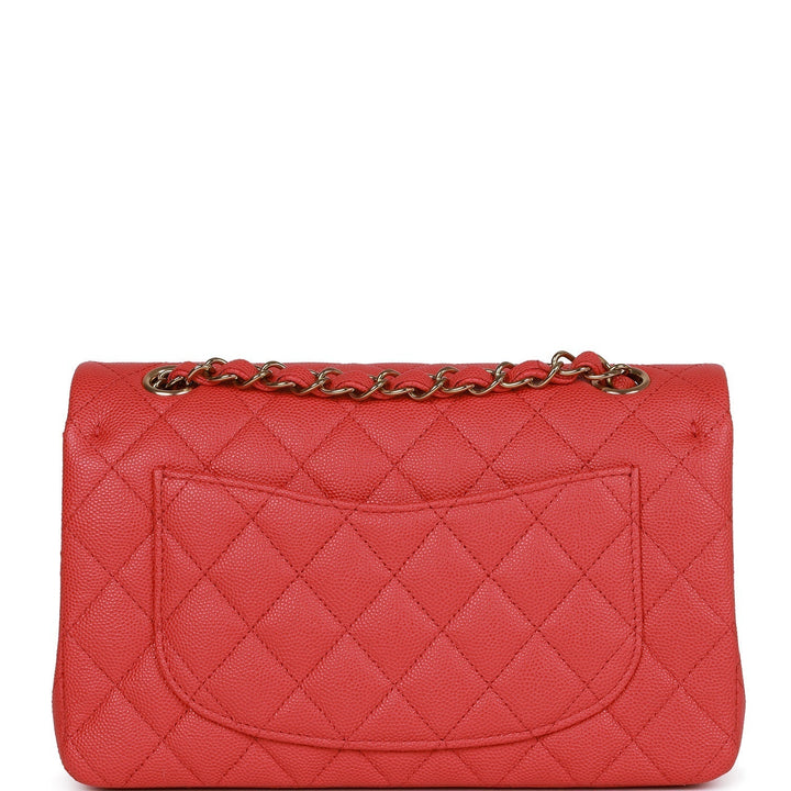 Top Quality Chanel Small Classic Double Flap Red Caviar Light Gold Hardware