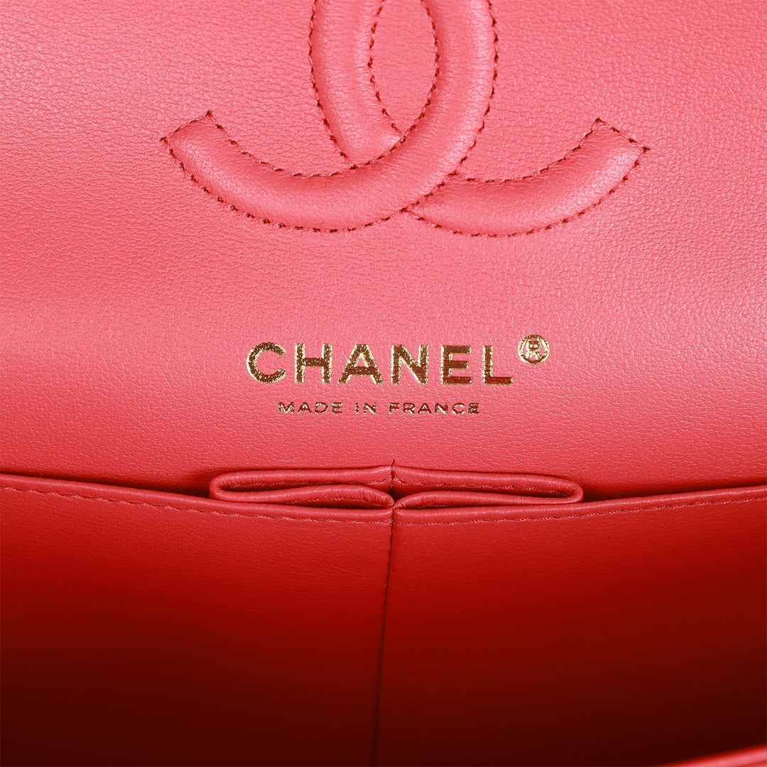 Top Quality Chanel Small Classic Double Flap Red Caviar Light Gold Hardware