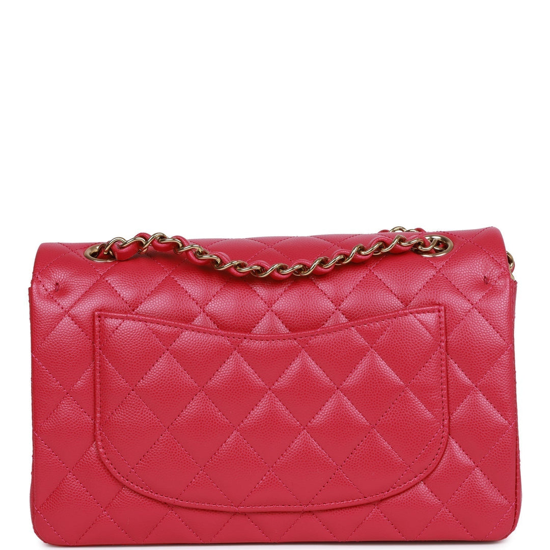 Top Quality Chanel Small Classic Double Flap Fuchsia Caviar Light Gold Hardware