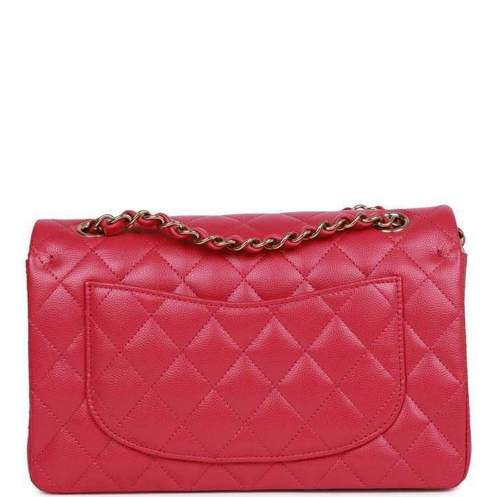 Top Quality Chanel Small Classic Double Flap Fuchsia Caviar Light Gold Hardware