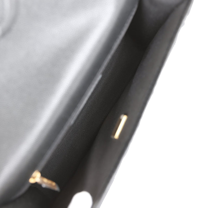 Top Quality Chanel School Memory Top Handle Flap Bag Black Caviar Antique Gold Hardware