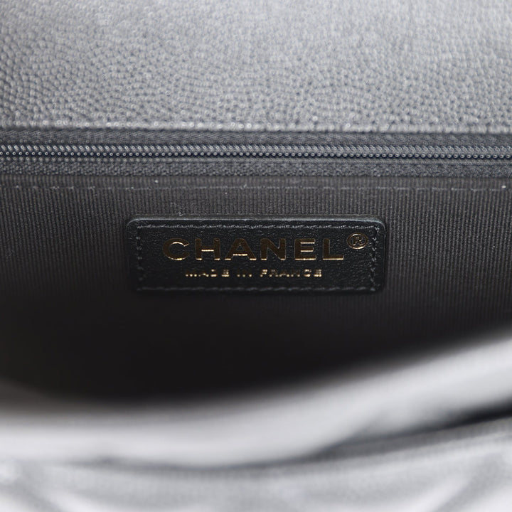 Top Quality Chanel School Memory Top Handle Flap Bag Black Caviar Antique Gold Hardware