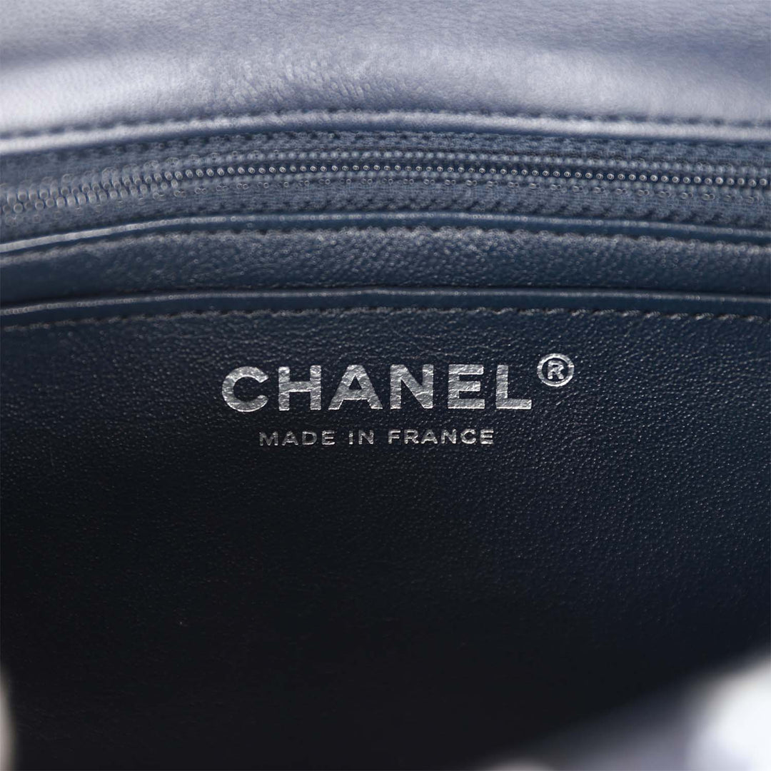 Top Quality Chanel Mini Rectangular Flap Bag Blue Tweed Silver Hardware