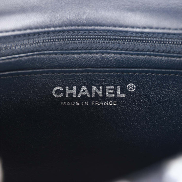 Top Quality Chanel Mini Rectangular Flap Bag Blue Tweed Silver Hardware