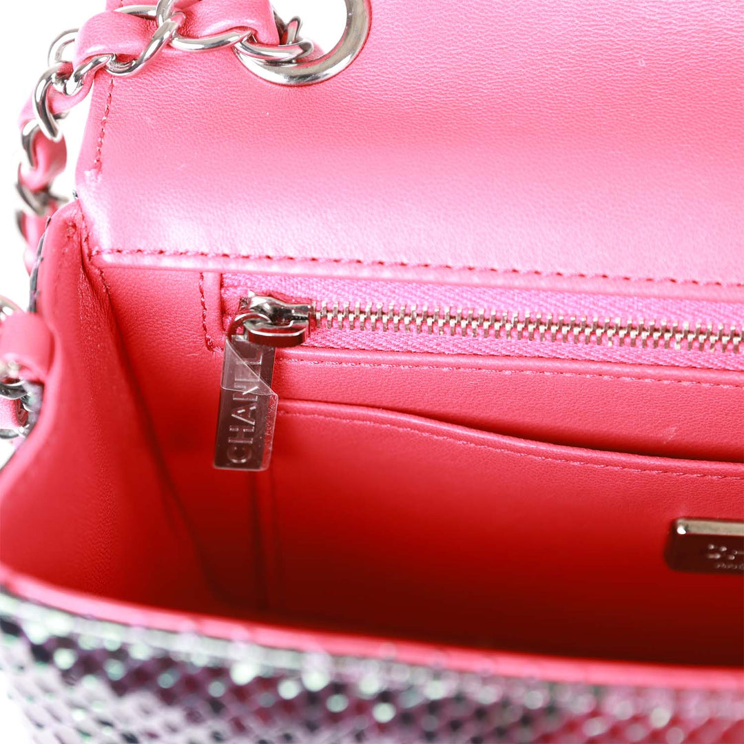Top Quality Chanel Mini Rectangular Flap Bag Red and Black Python Ruthenium Hardware