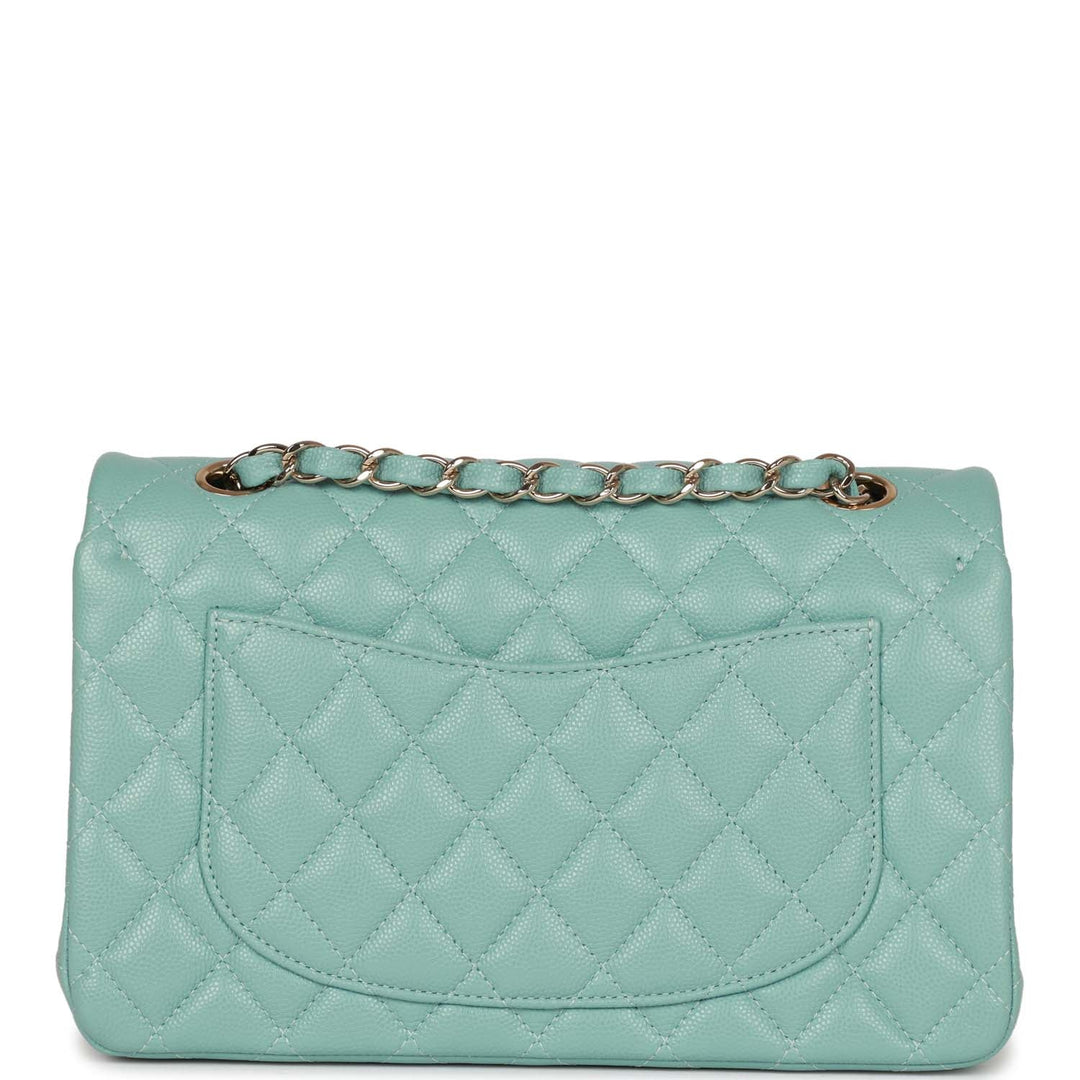 Top Quality Chanel Small Classic Double Flap Bag Tiffany Blue Caviar Light Gold Hardware
