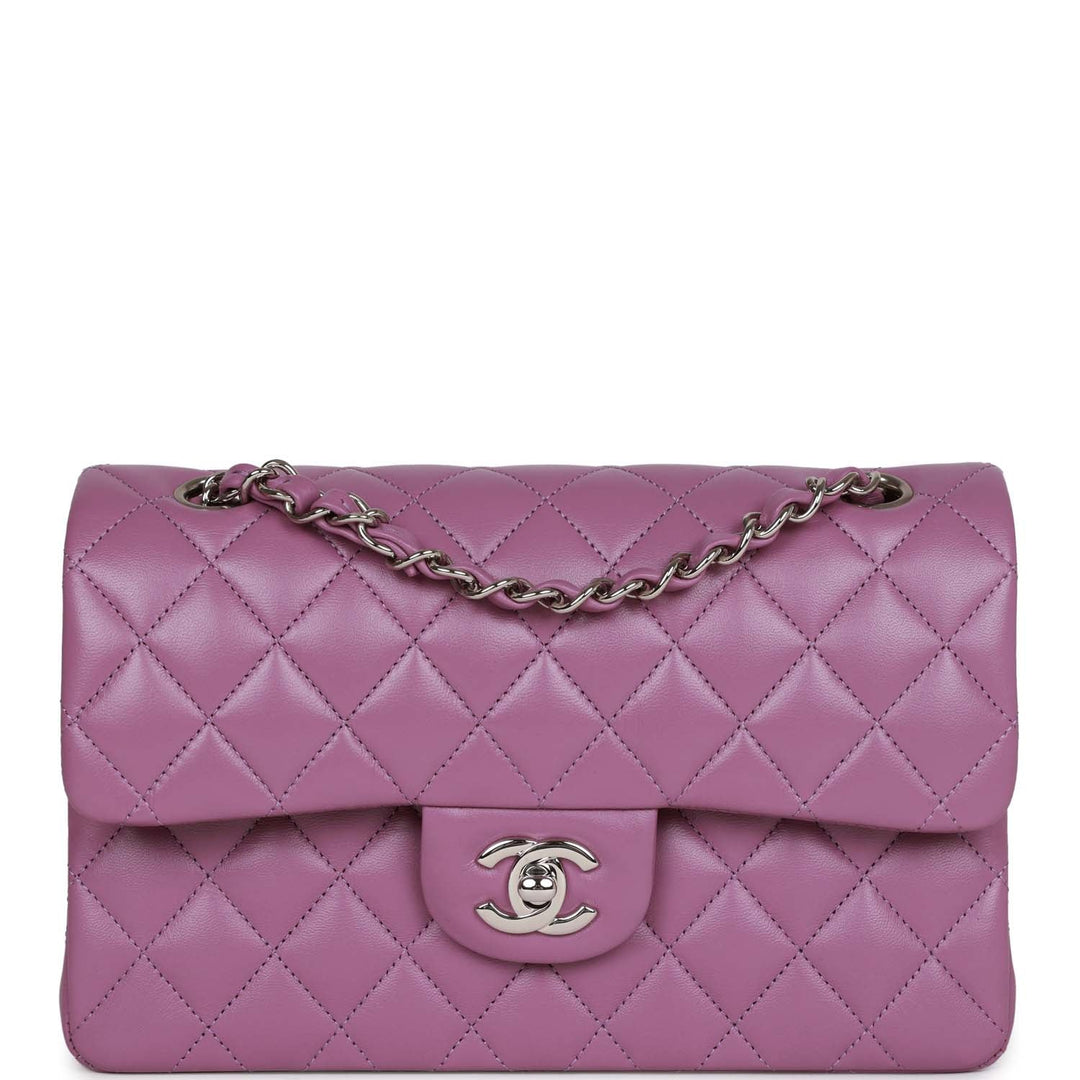 Top Quality Chanel Small Classic Double Flap Bag Purple Lambskin Silver Hardware