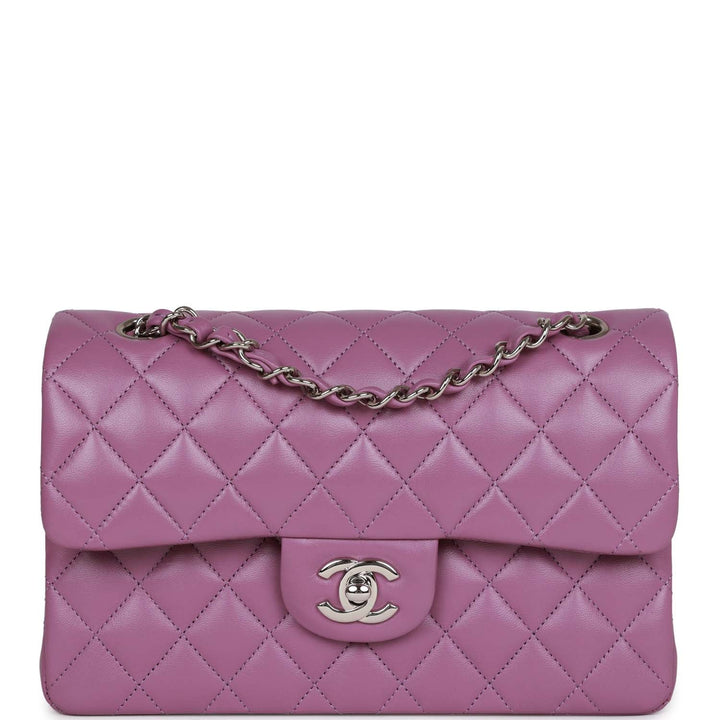 Top Quality Chanel Small Classic Double Flap Bag Purple Lambskin Silver Hardware