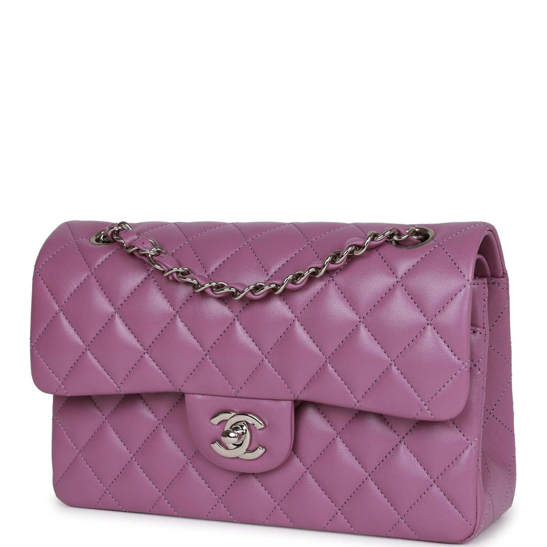 Top Quality Chanel Small Classic Double Flap Bag Purple Lambskin Silver Hardware