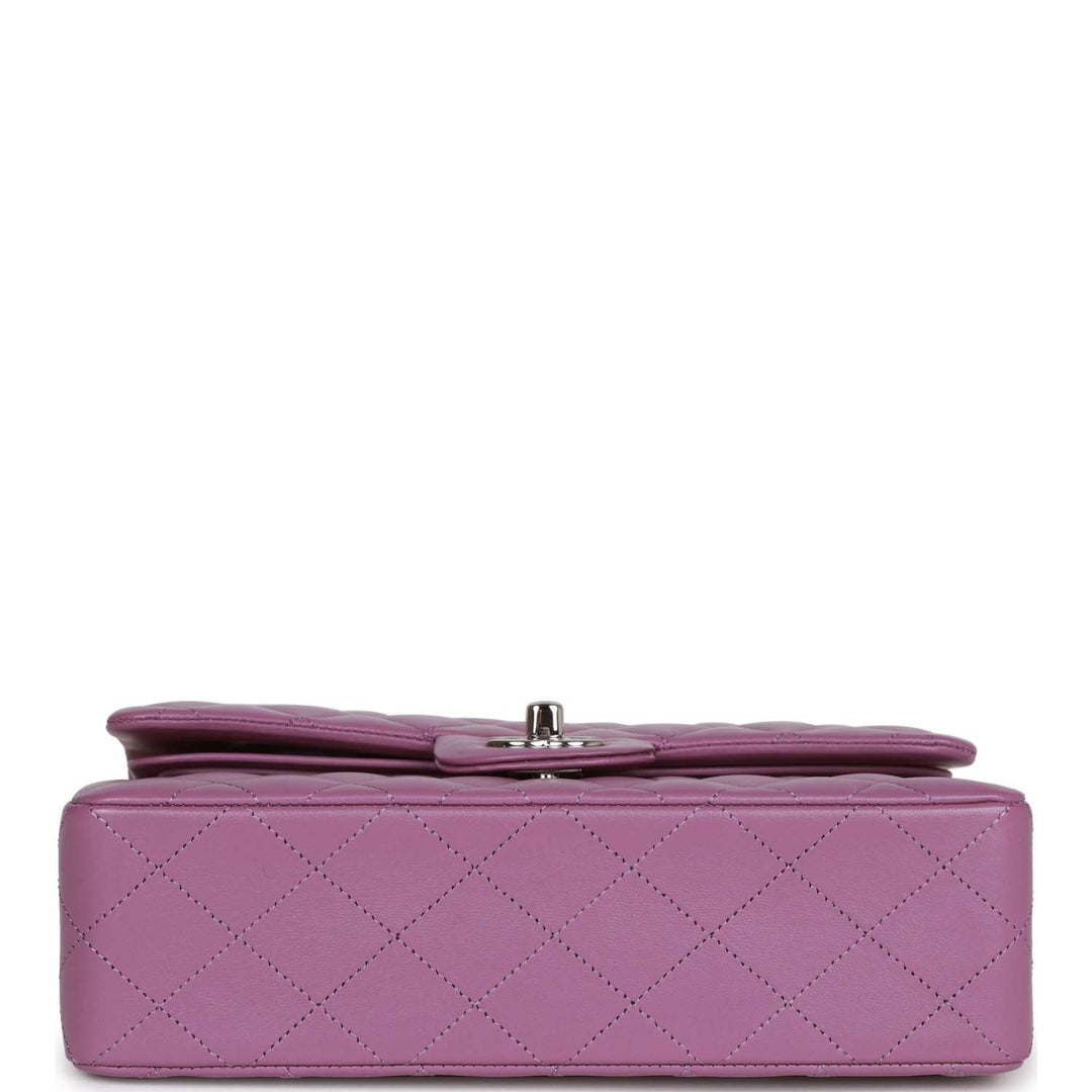 Top Quality Chanel Small Classic Double Flap Bag Purple Lambskin Silver Hardware
