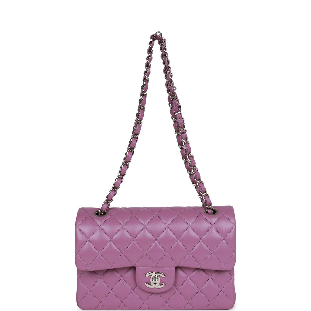 Top Quality Chanel Small Classic Double Flap Bag Purple Lambskin Silver Hardware