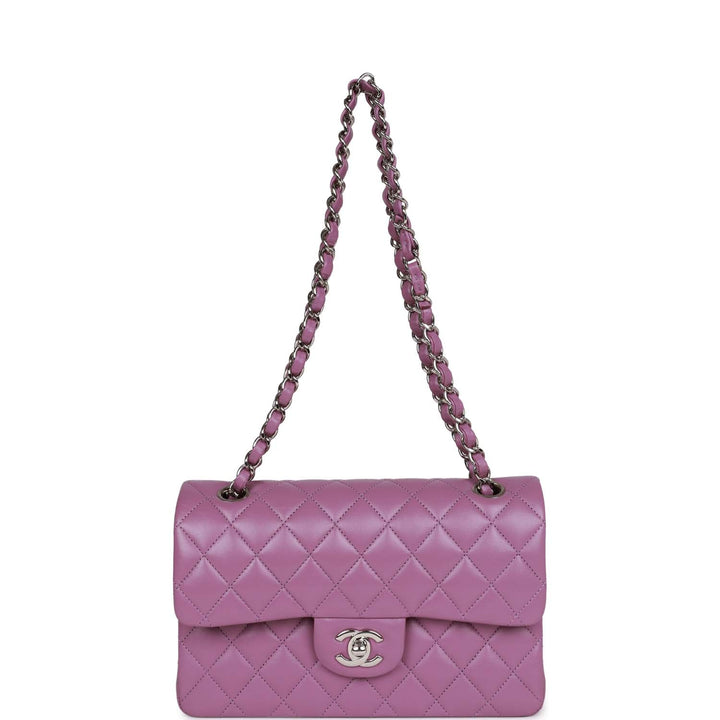 Top Quality Chanel Small Classic Double Flap Bag Purple Lambskin Silver Hardware