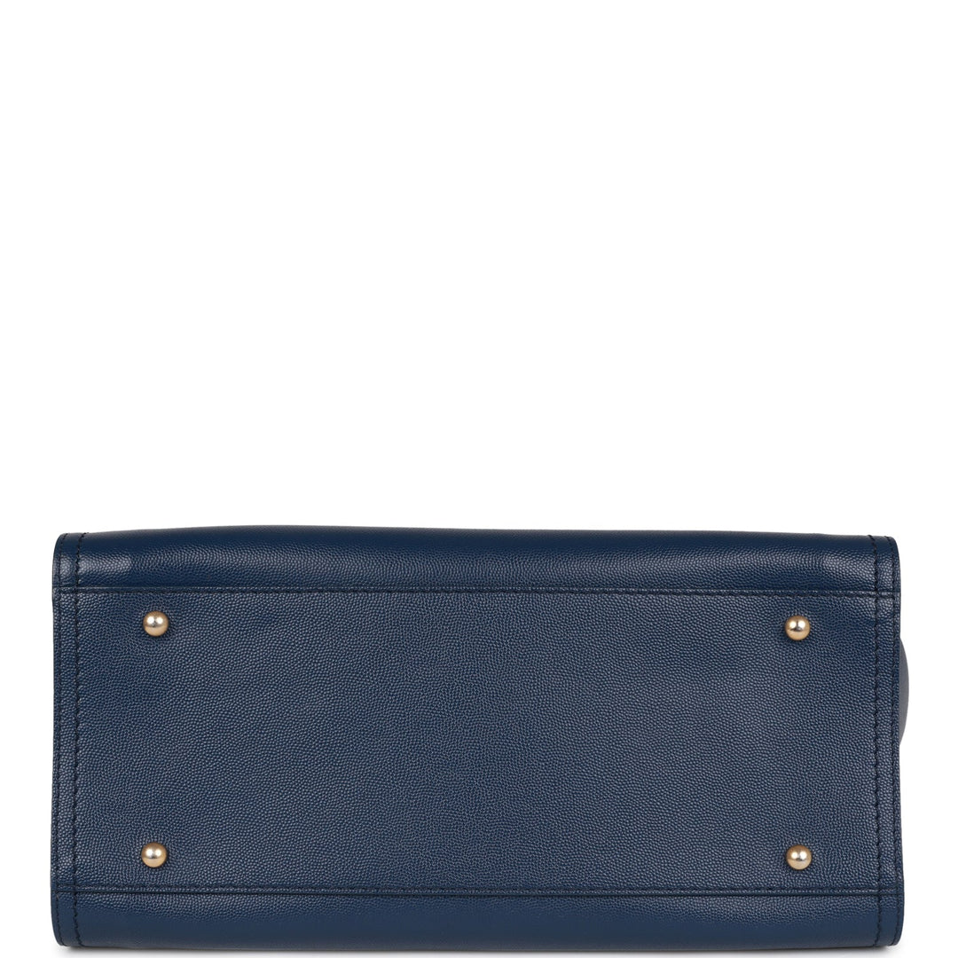 Top Quality Chanel Small Deauville Shopping Bag Blue Caviar Antique Gold Hardware