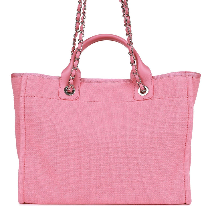 Top Quality Chanel Small Deauville Shopping Bag Pink Boucle Silver Hardware