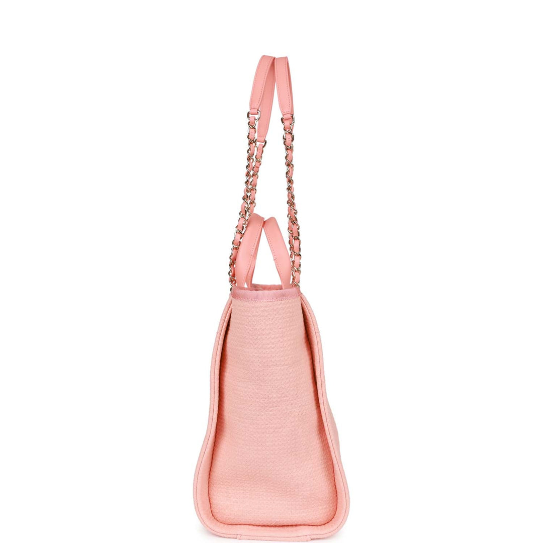 Top Quality Chanel Small Deauville Shopping Bag Pink Boucle Light Gold Hardware