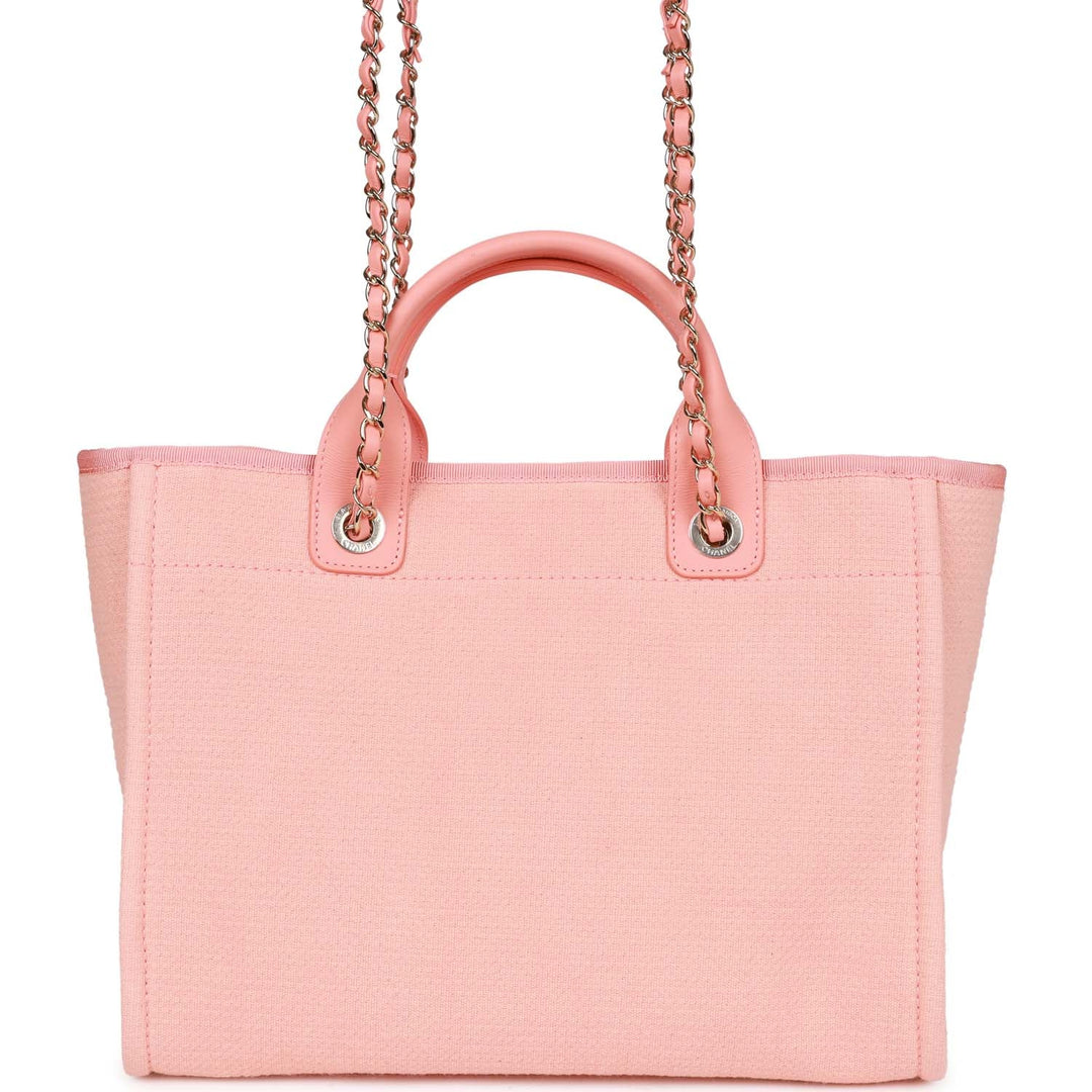 Top Quality Chanel Small Deauville Shopping Bag Pink Boucle Light Gold Hardware