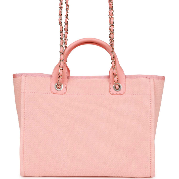 Top Quality Chanel Small Deauville Shopping Bag Pink Boucle Light Gold Hardware