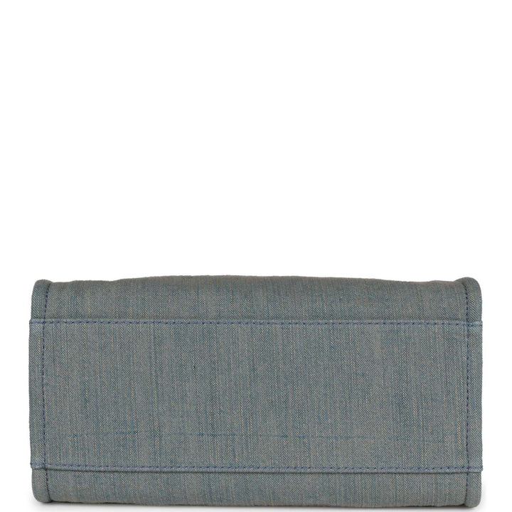 Top Quality Chanel Small Deauville Shopping Bag Distressed Blue Denim Aged Silver Hardware