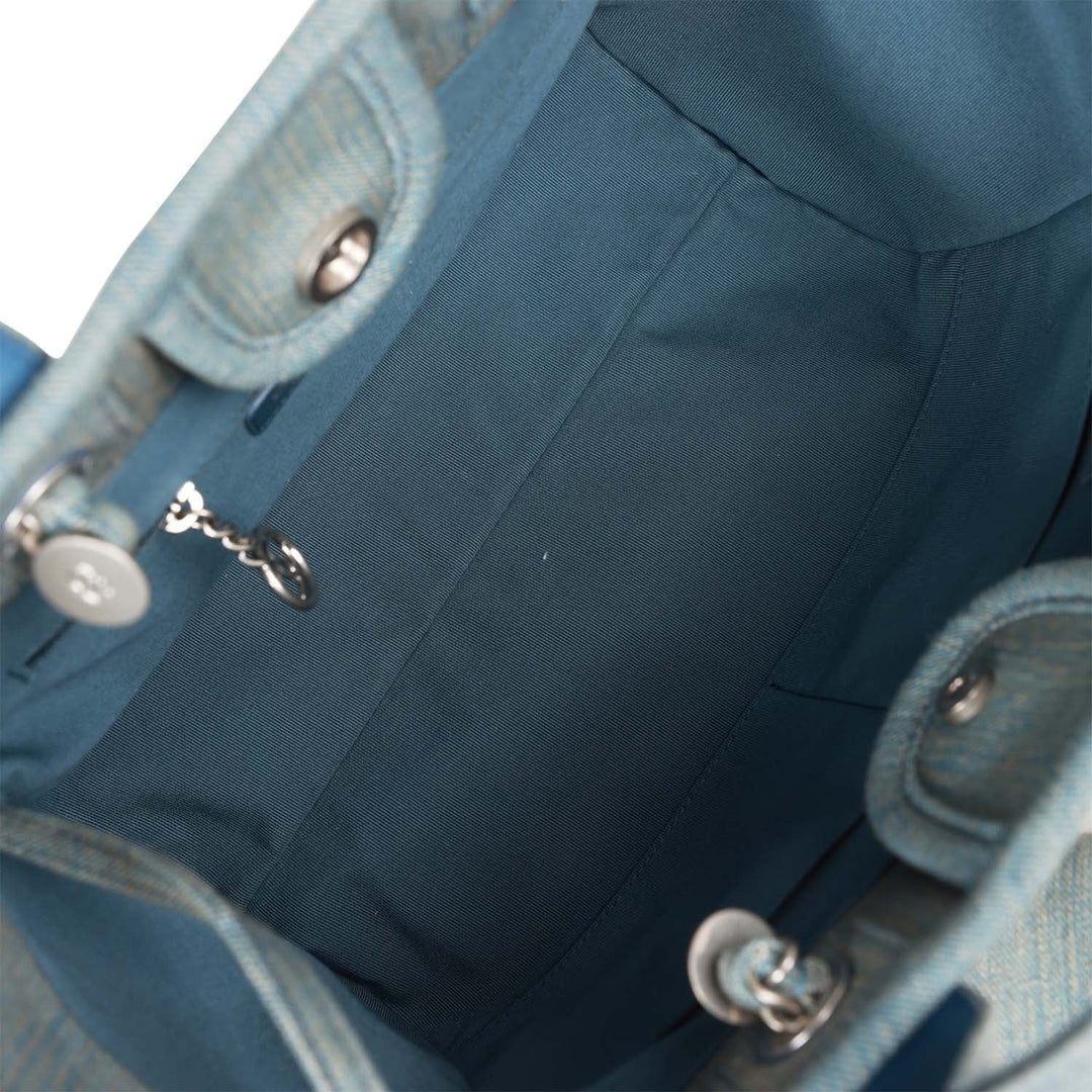 Top Quality Chanel Small Deauville Shopping Bag Distressed Blue Denim Aged Silver Hardware