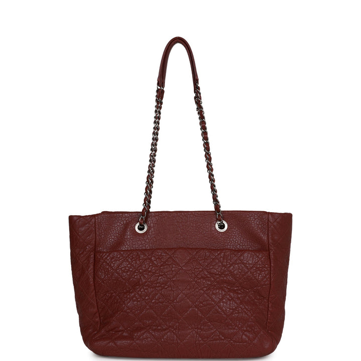 Top Quality Chanel Large Duo Tote Bag Burgundy Calfskin Ruthenium Hardware