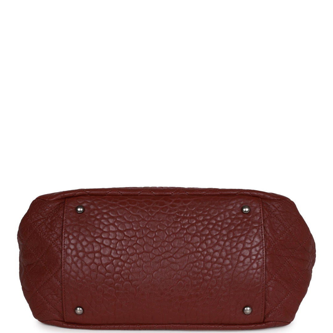 Top Quality Chanel Large Duo Tote Bag Burgundy Calfskin Ruthenium Hardware