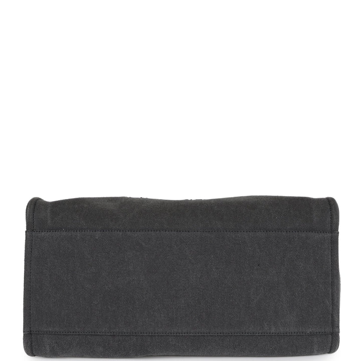 Top Quality Chanel Medium Deauville Shopping Bag Dark Grey Denim Silver Hardware