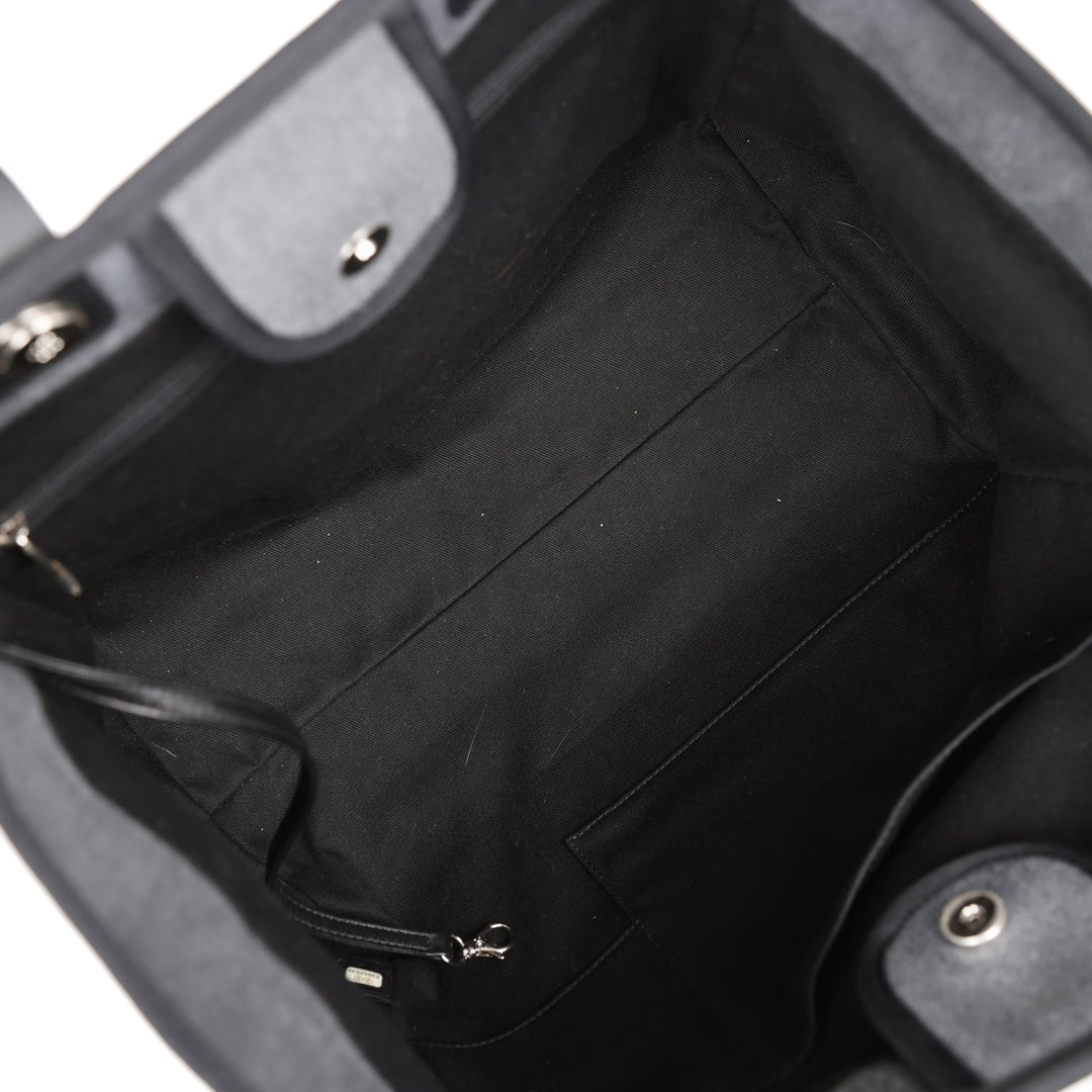 Top Quality Chanel Medium Deauville Shopping Bag Dark Grey Denim Silver Hardware