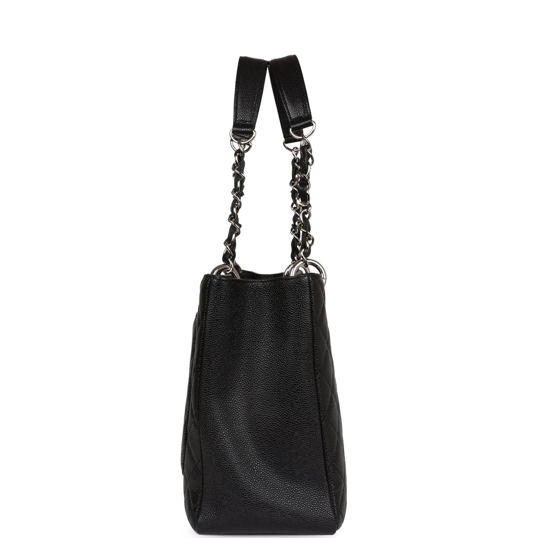 Top Quality Chanel Grand Shopping Tote GST Black Caviar Silver Hardware