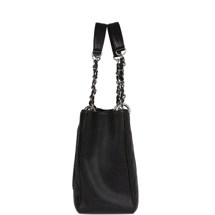 Top Quality Chanel Grand Shopping Tote GST Black Caviar Silver Hardware