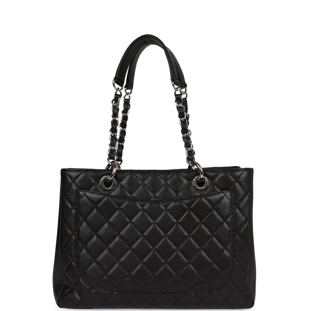 Top Quality Chanel Grand Shopping Tote GST Black Caviar Silver Hardware