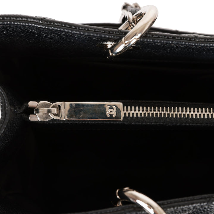 Top Quality Chanel Grand Shopping Tote GST Black Caviar Silver Hardware