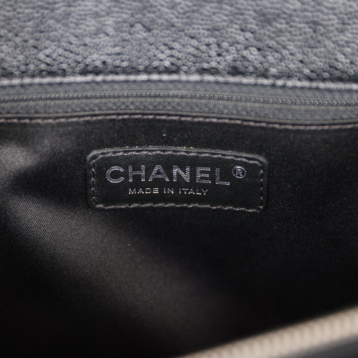 Top Quality Chanel Grand Shopping Tote GST Black Caviar Silver Hardware