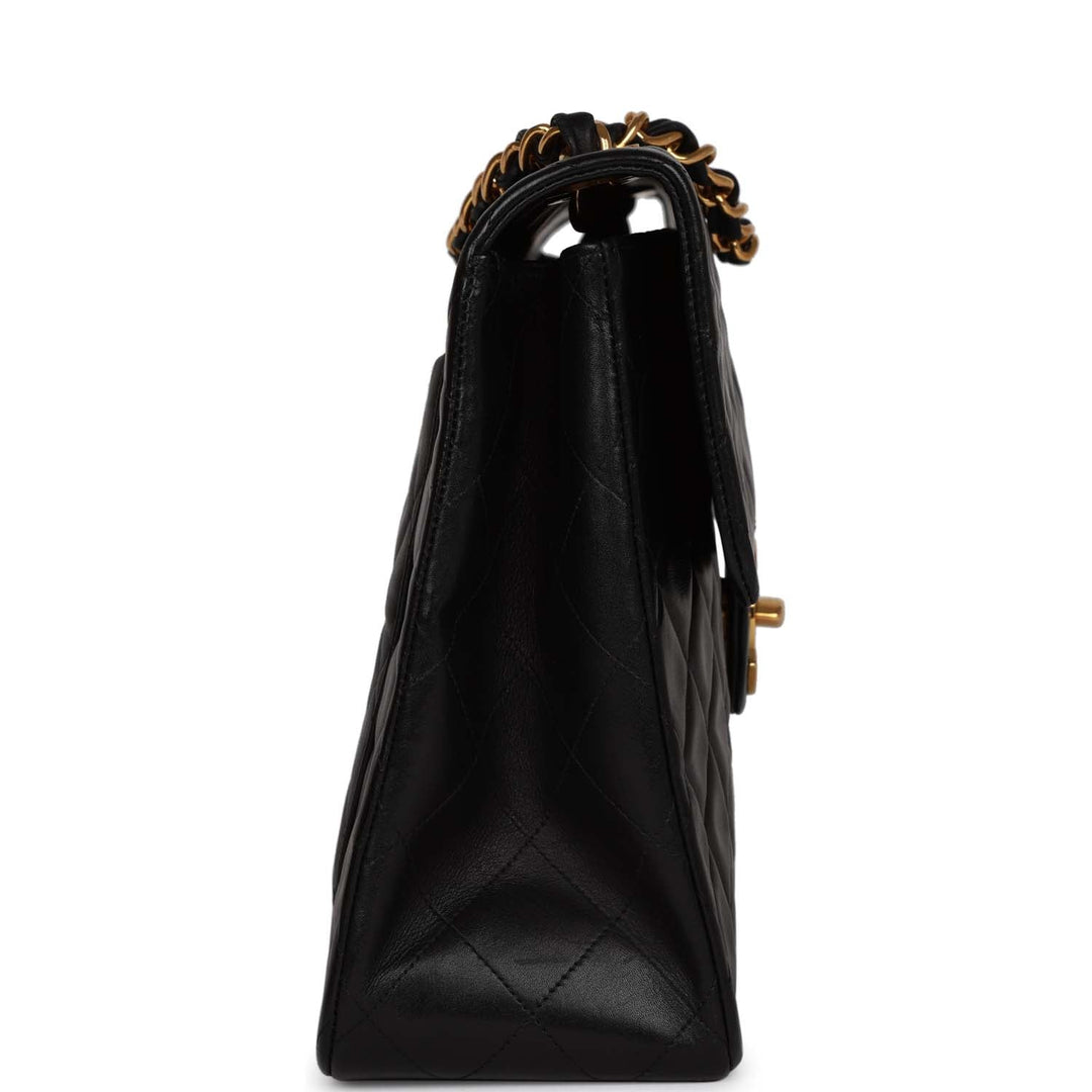 Vintage Top Quality Chanel XL Maxi Flap Bag Black Lambskin Gold Hardware