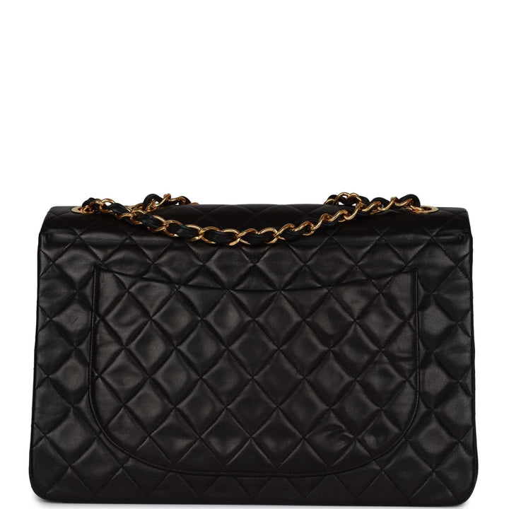 Vintage Top Quality Chanel XL Maxi Flap Bag Black Lambskin Gold Hardware