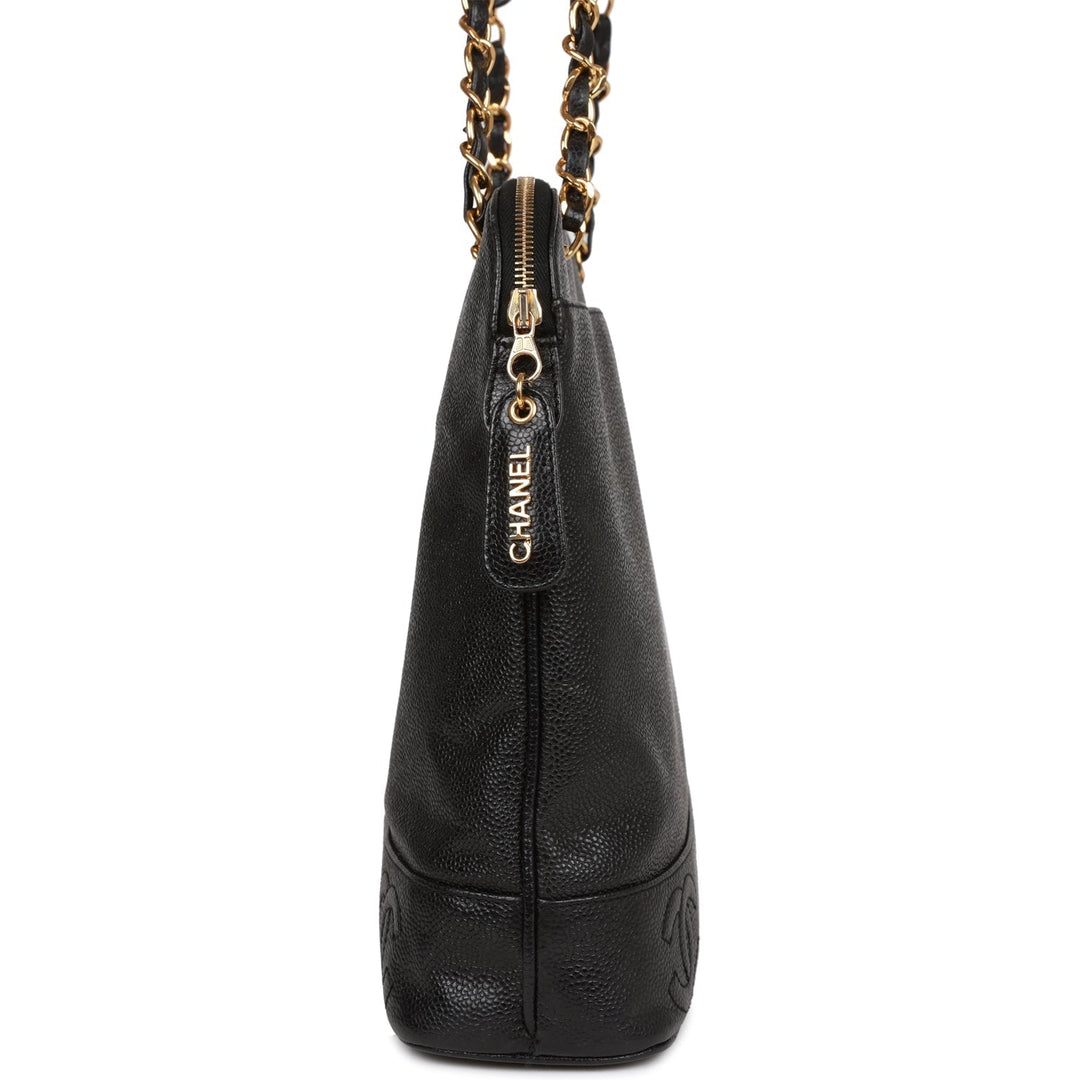 Vintage Top Quality Chanel Triple CC Tote Bag Black Caviar Gold Hardware